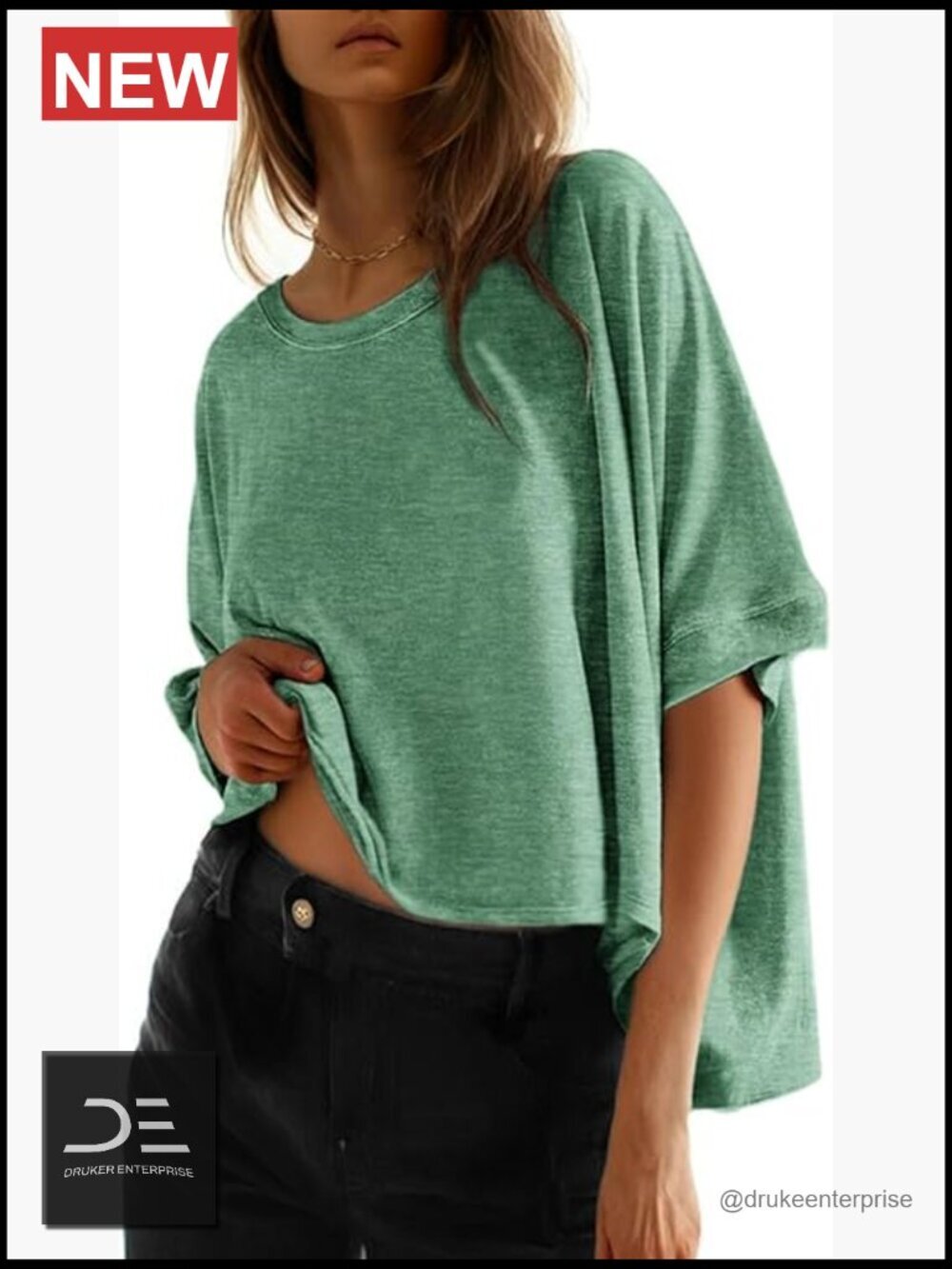 Loose Oversized Short Sleeve Tee, Soft Stretchable Cotton Blend, Essential